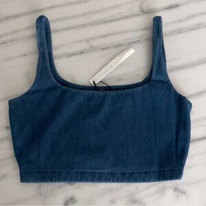 Susana Monaco stretch denim crop tank Dark Blue Crop Top - small